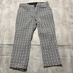 Lane Bryant Pants Womens 14 Black White Abstract Artsy Print Boho Cuffed Crop